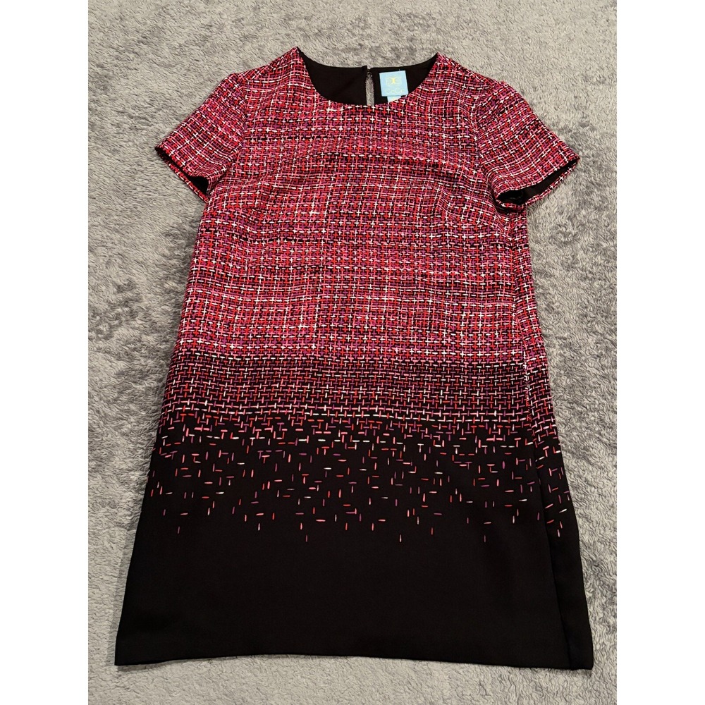 CeCe Dress Womens 2P Petites Shift Geometric Red Purple Cap Sleeve Round Neck